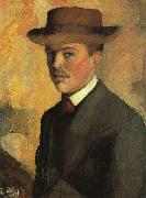 August Macke Self Portrait with Hat  qq Norge oil painting reproduction